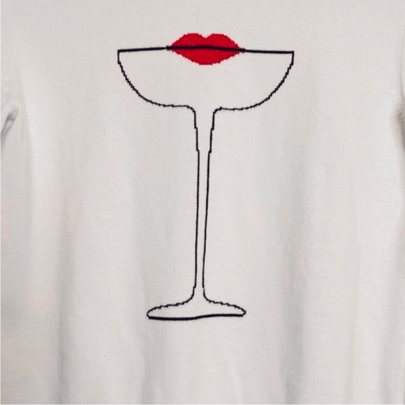 Adorable Kate Spade Sweater Cocktail Kiss Silk Blend Crewneck Chantilly White - Picture 4 of 9